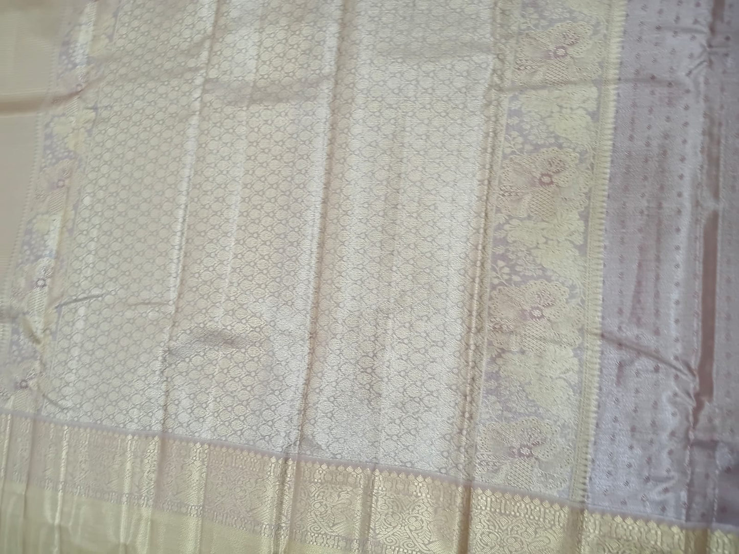 lavender light with line semi silk saree