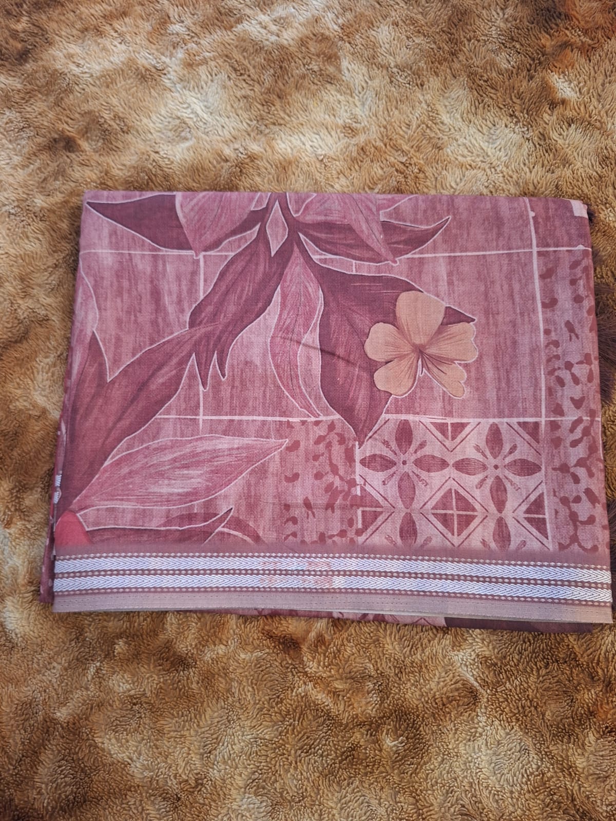 marron semi chanderi floral saree