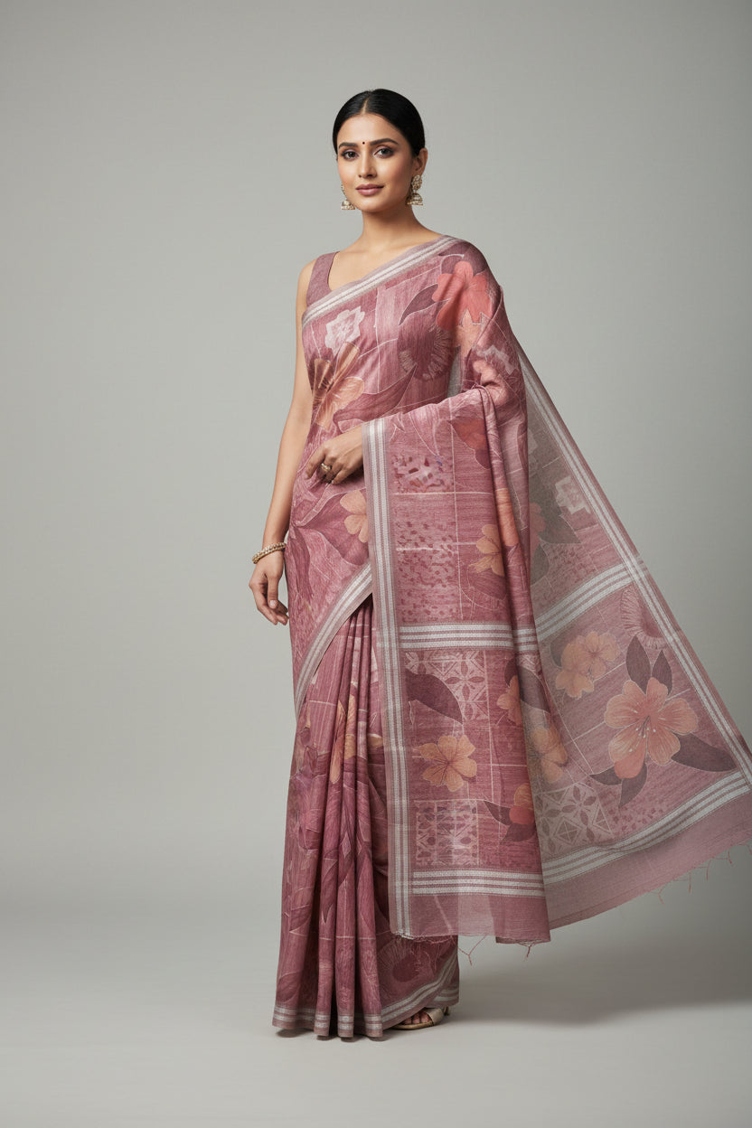 Floral patterned fabric on a textured surface