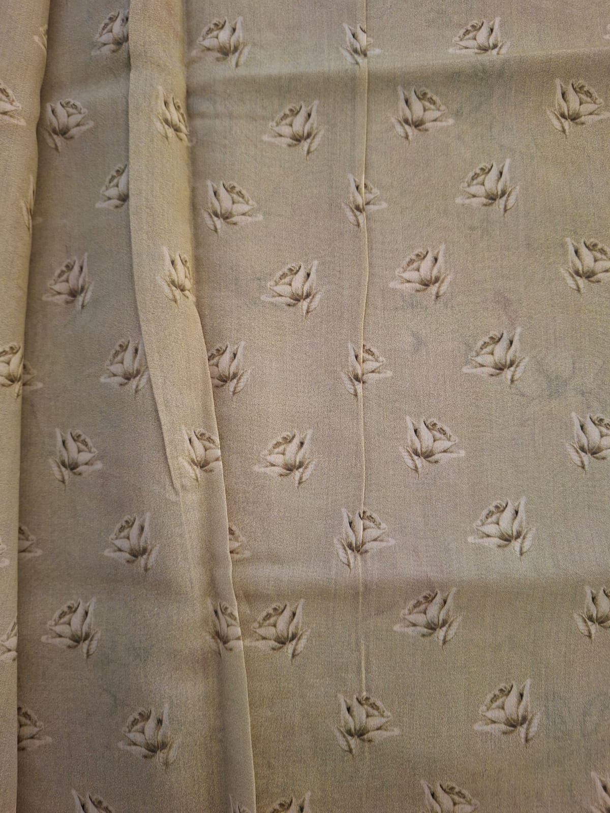 cream pure chiniya silk digital print saree