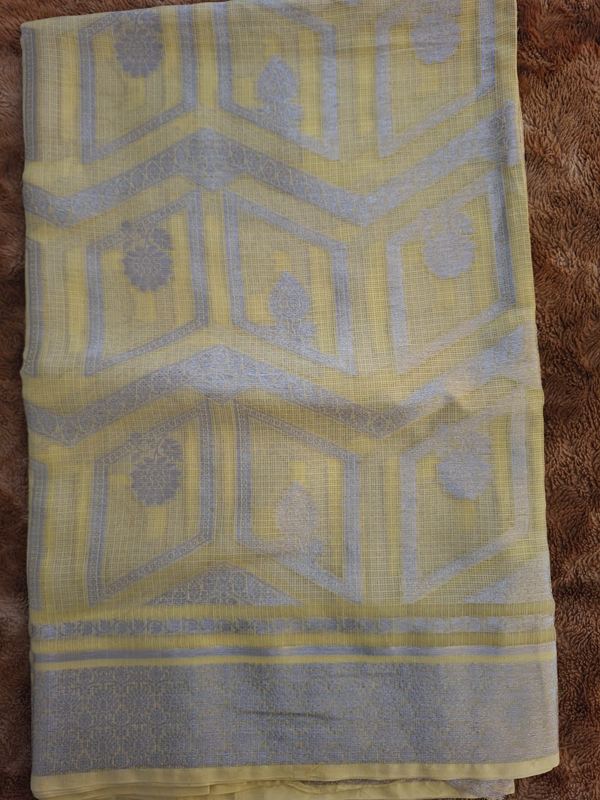 cream Banarasi pure kota silk saree