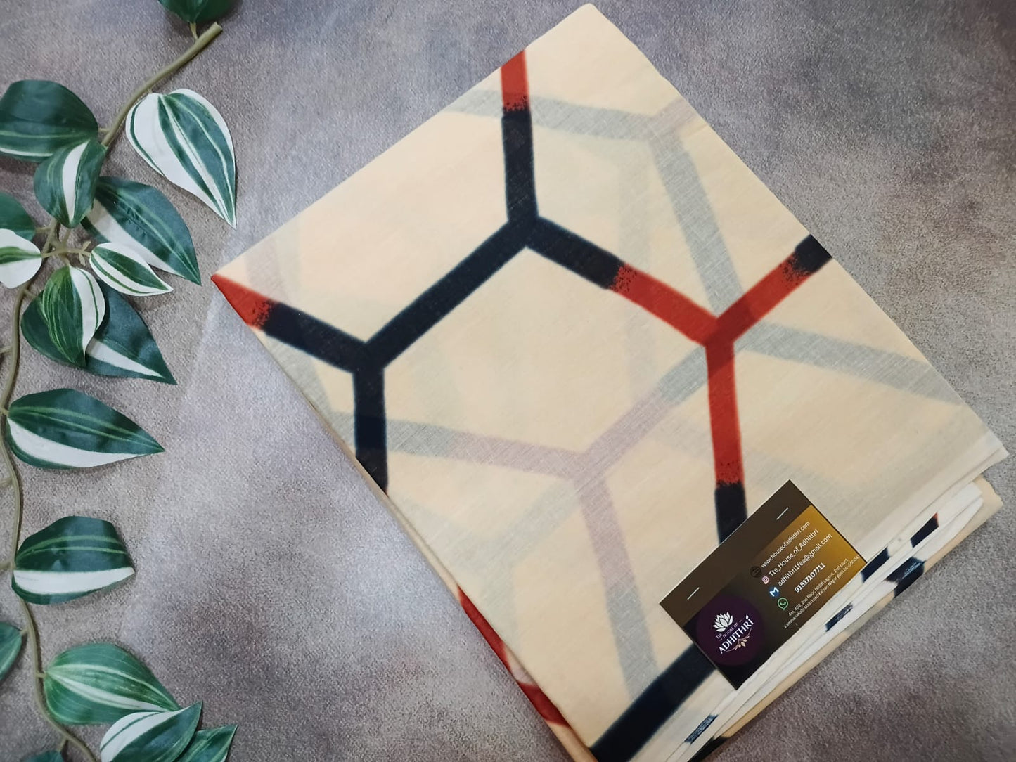 cream  mul-mul bagru cotton saree