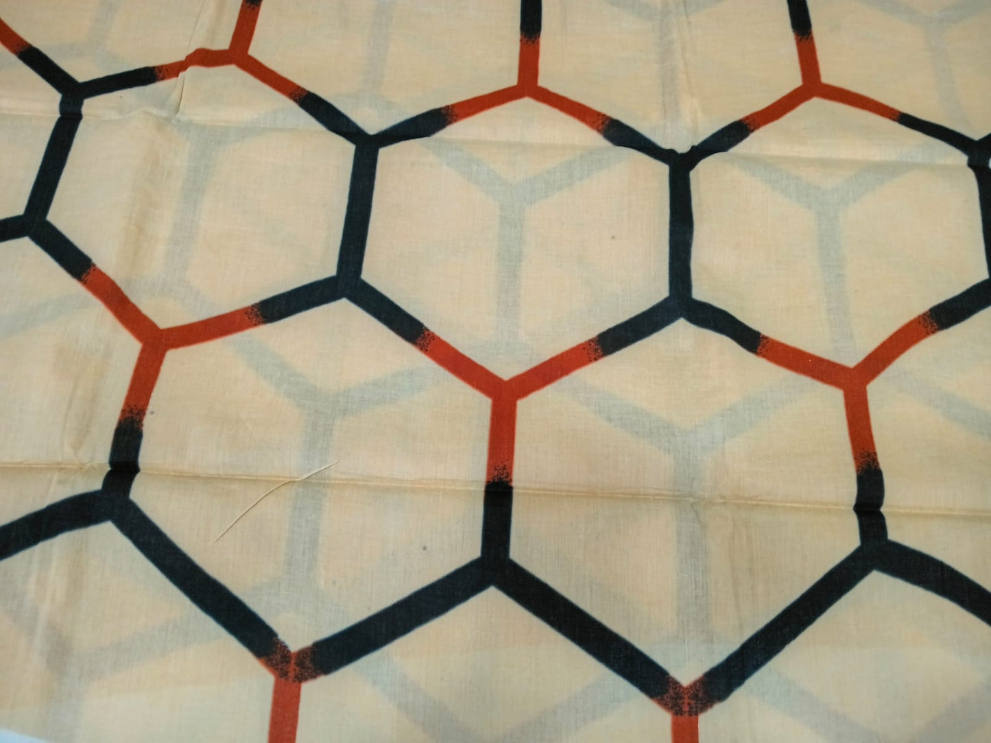 cream  mul-mul bagru cotton saree