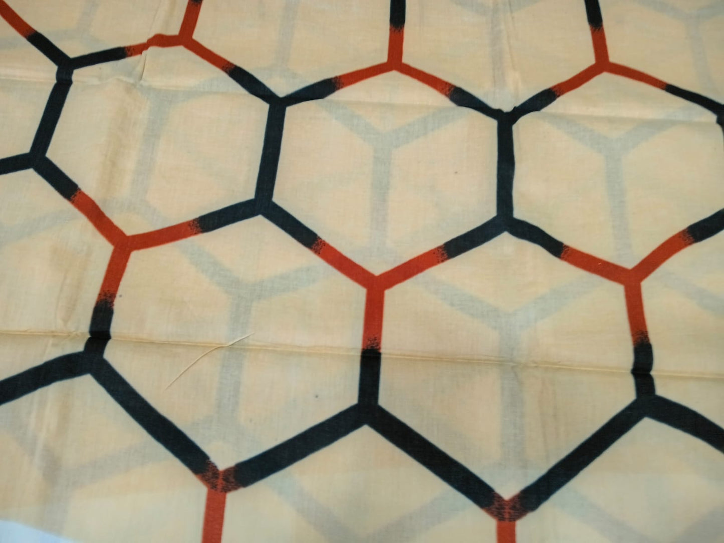 cream  mul-mul bagru cotton saree