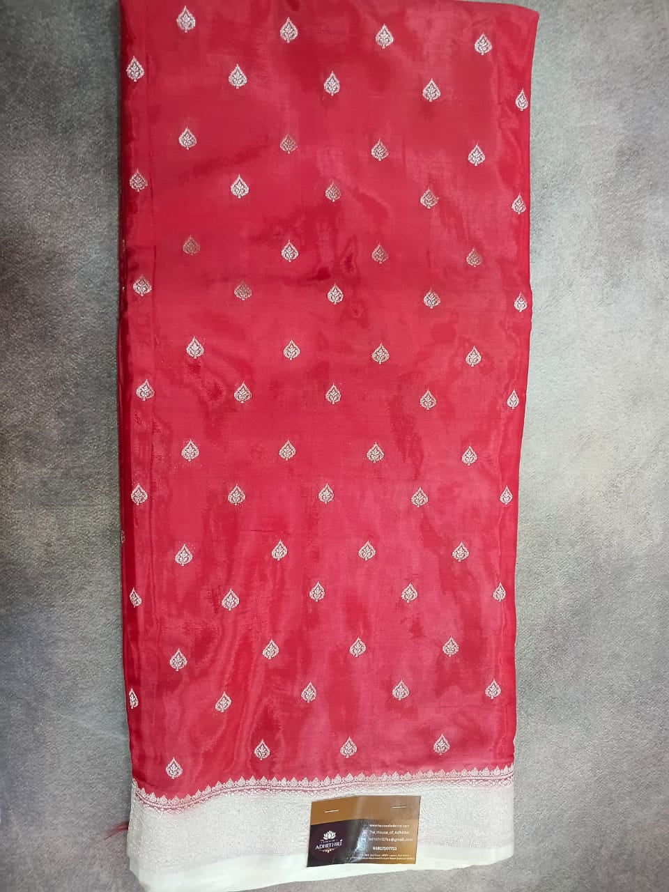 red banaras crepe silk saree