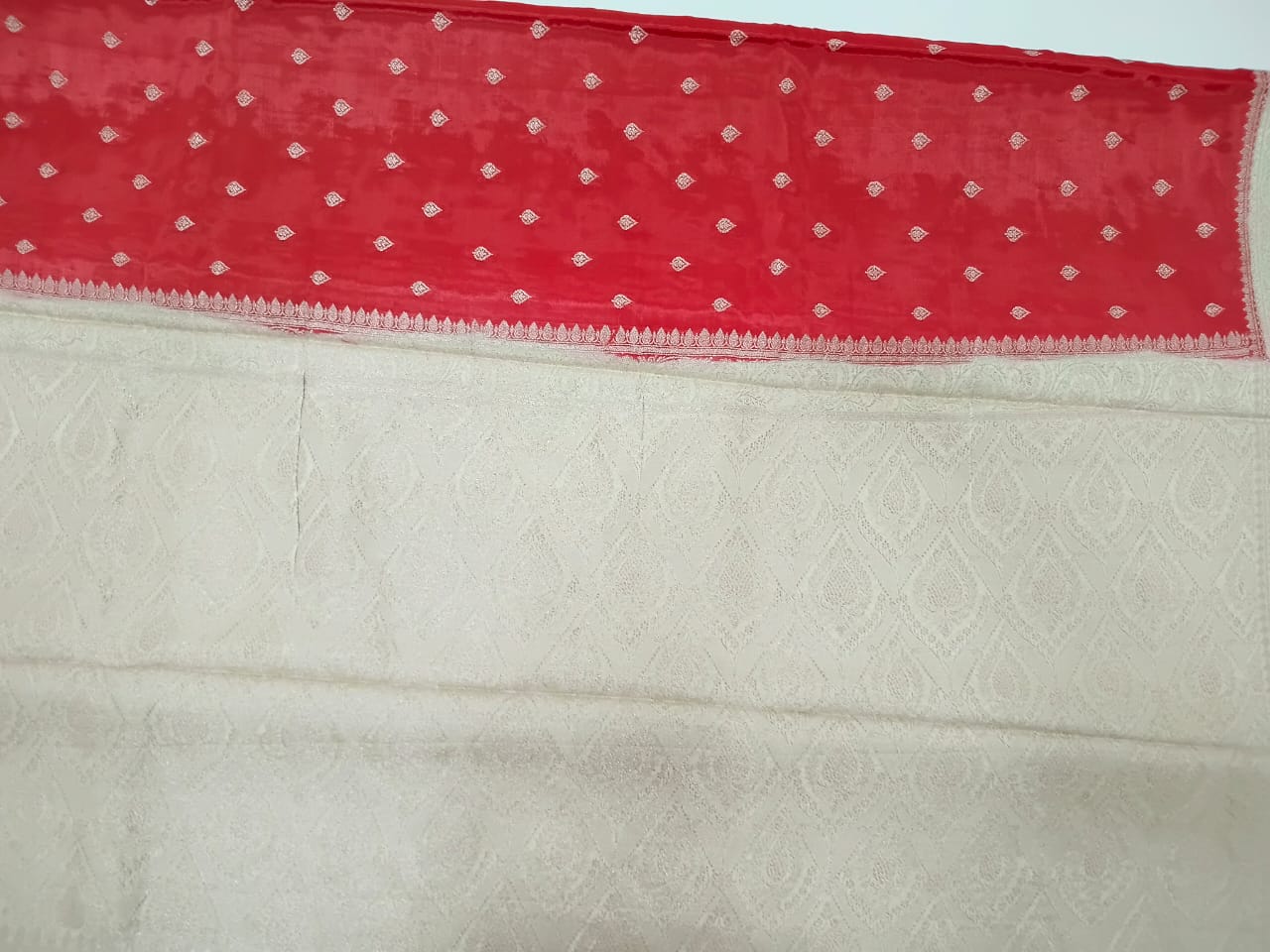 red banaras crepe silk saree