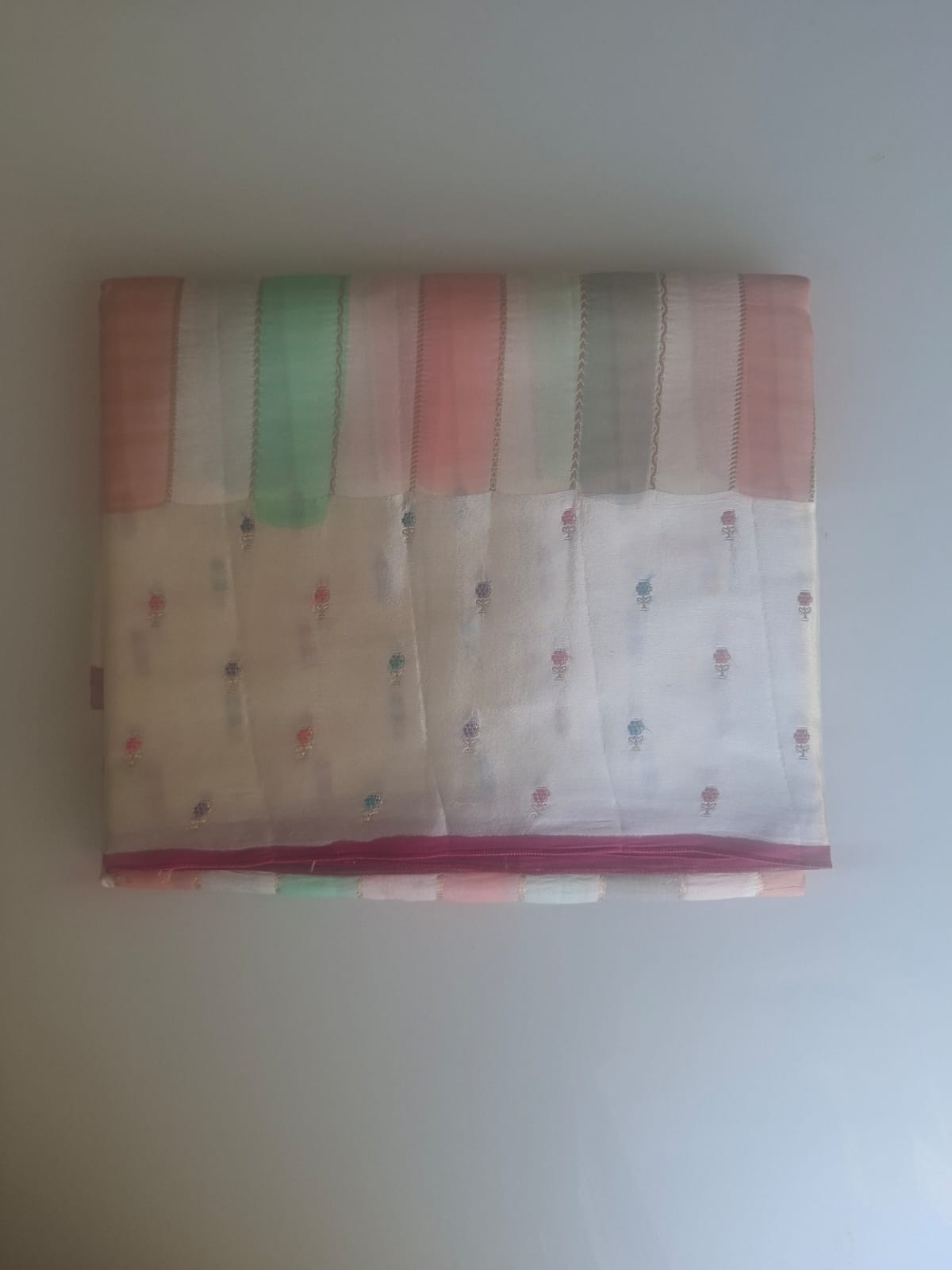 cream mango mashru rangkat  with satin border saree