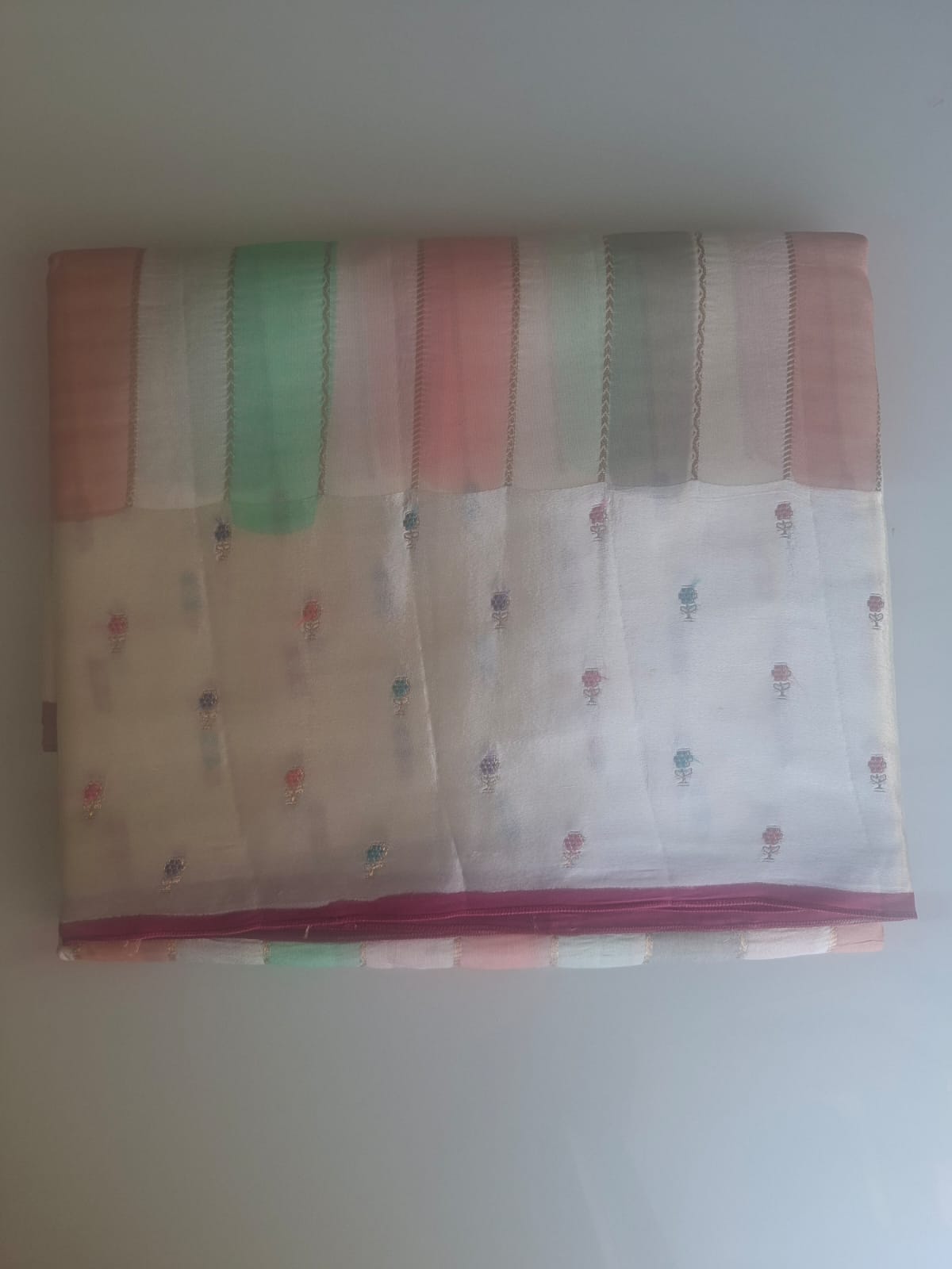 cream mango mashru rangkat  with satin border saree