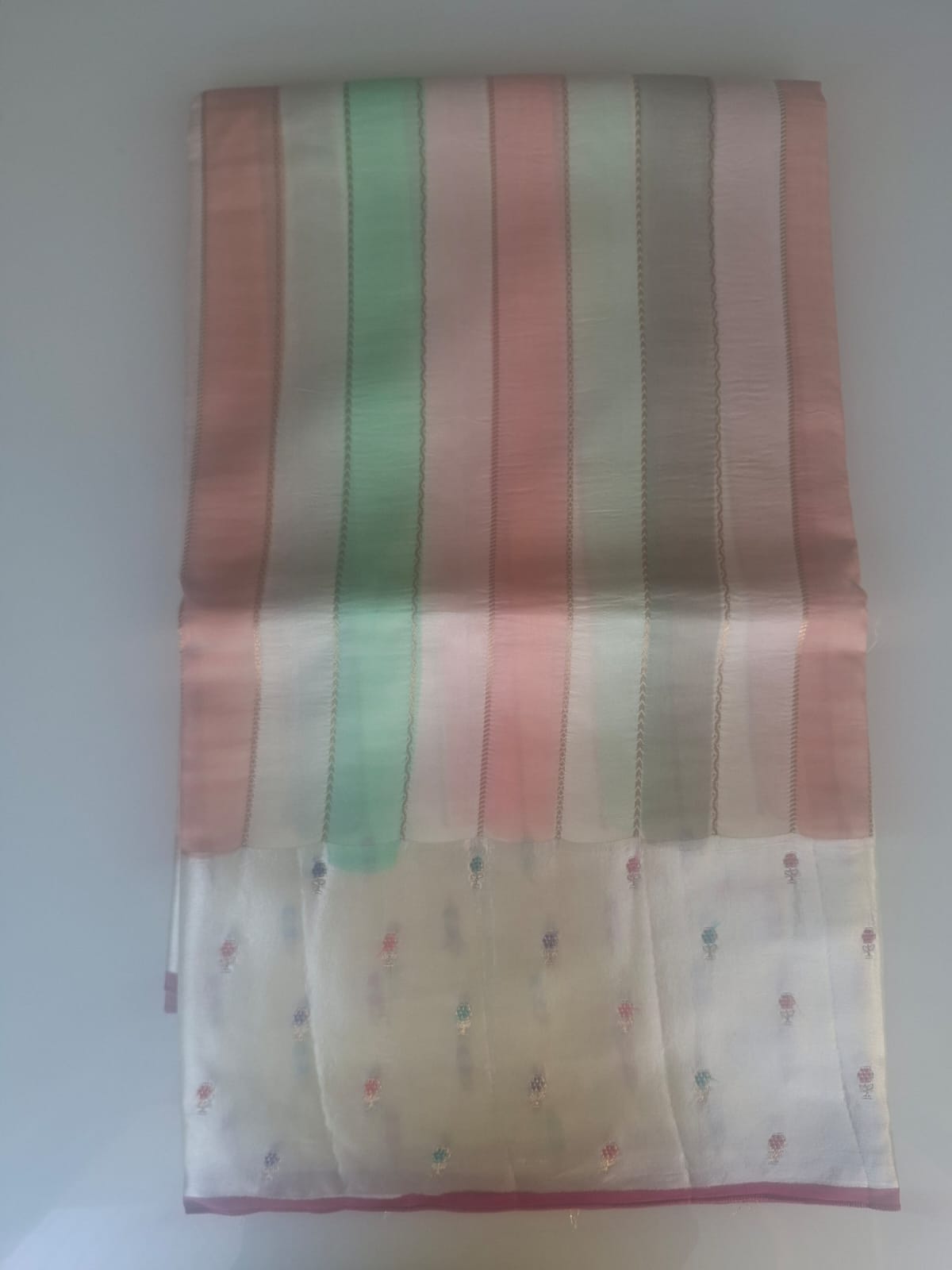 cream mango mashru rangkat  with satin border saree