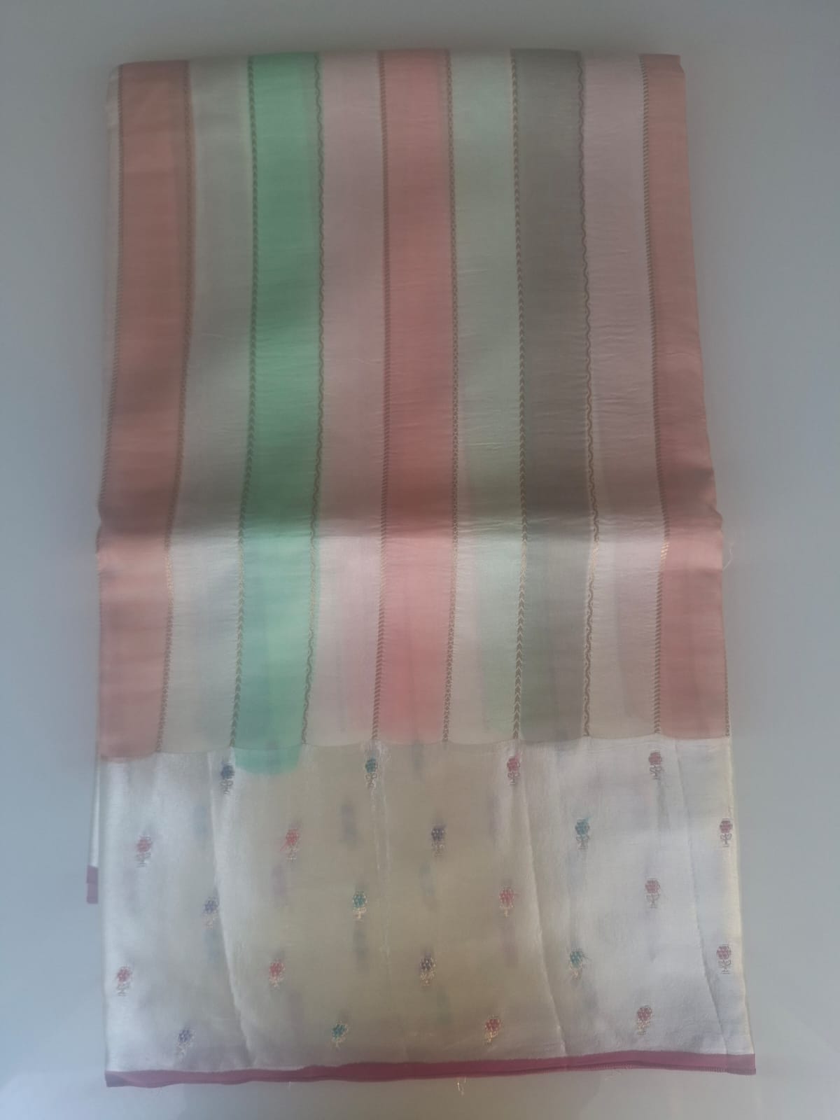 cream mango mashru rangkat  with satin border saree