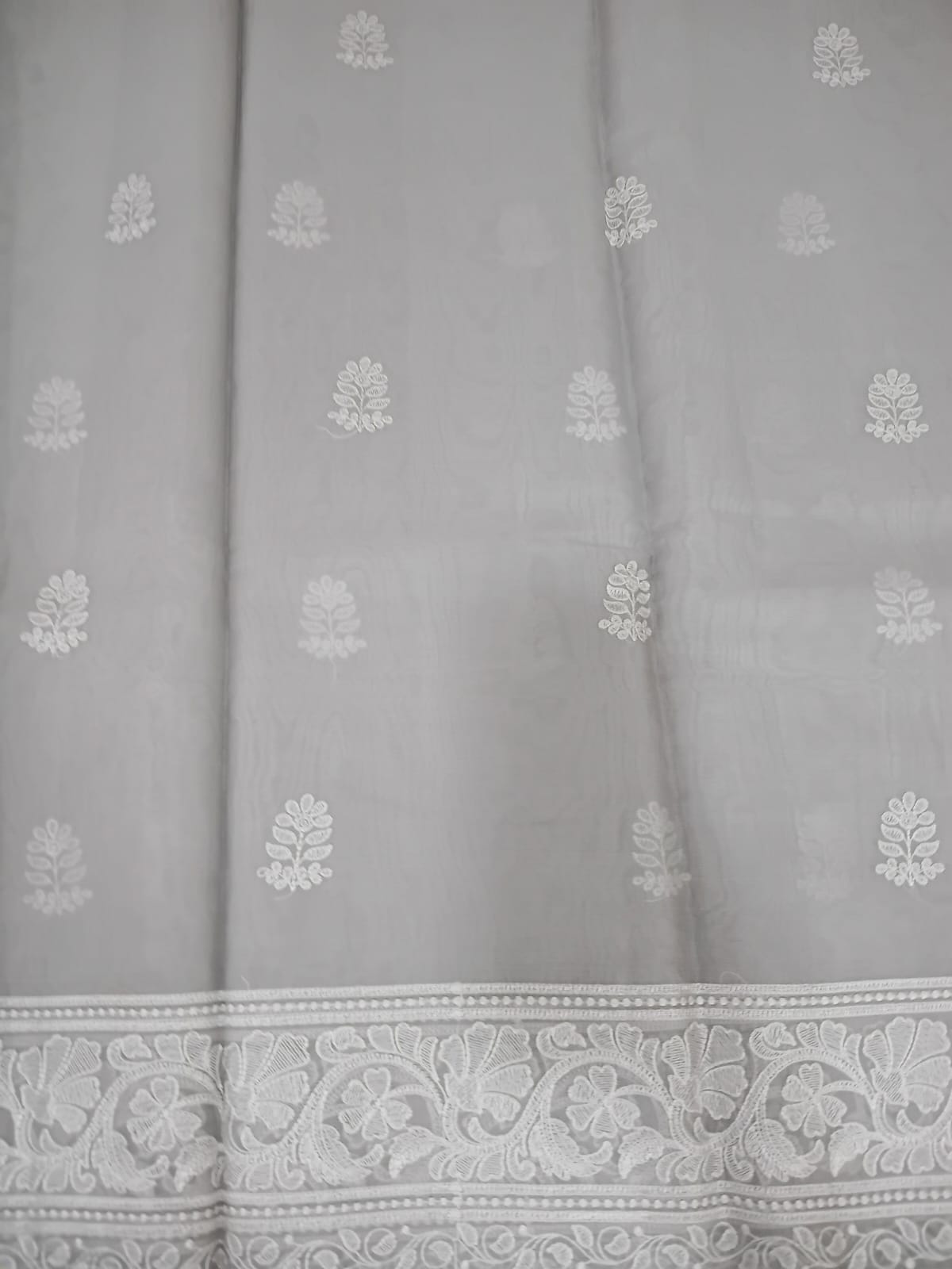 grey cotton chikankari work