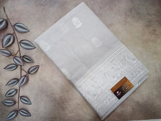 grey cotton chikankari work