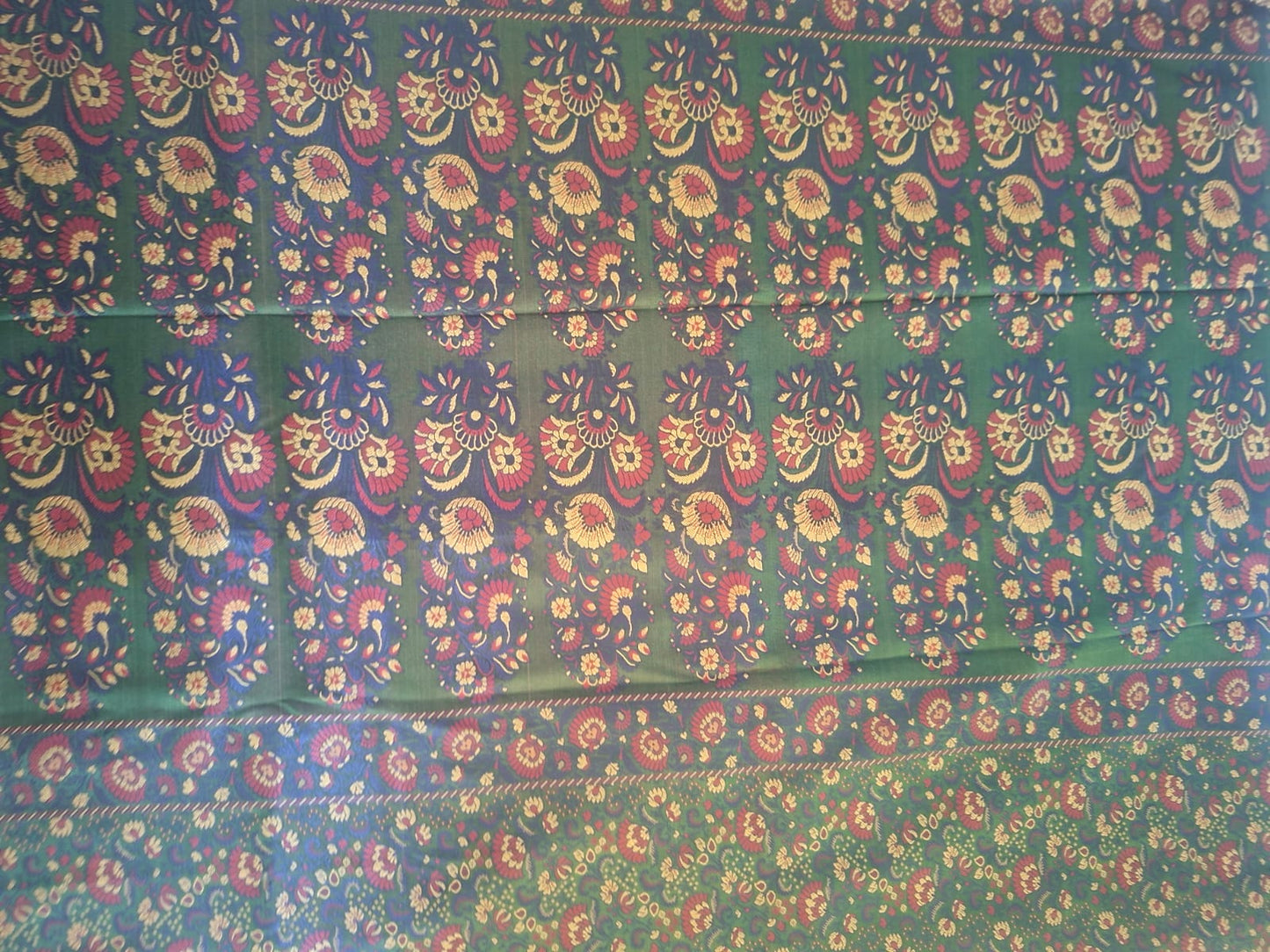 Dark green floral pashimna saree