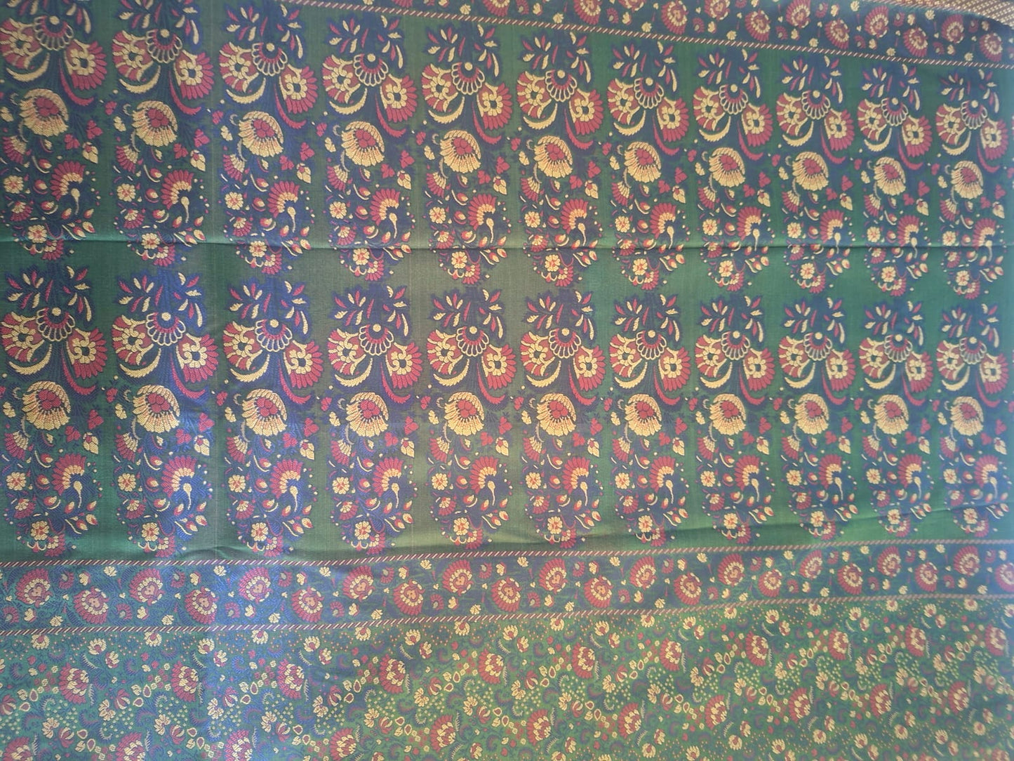 Dark green floral pashimna saree