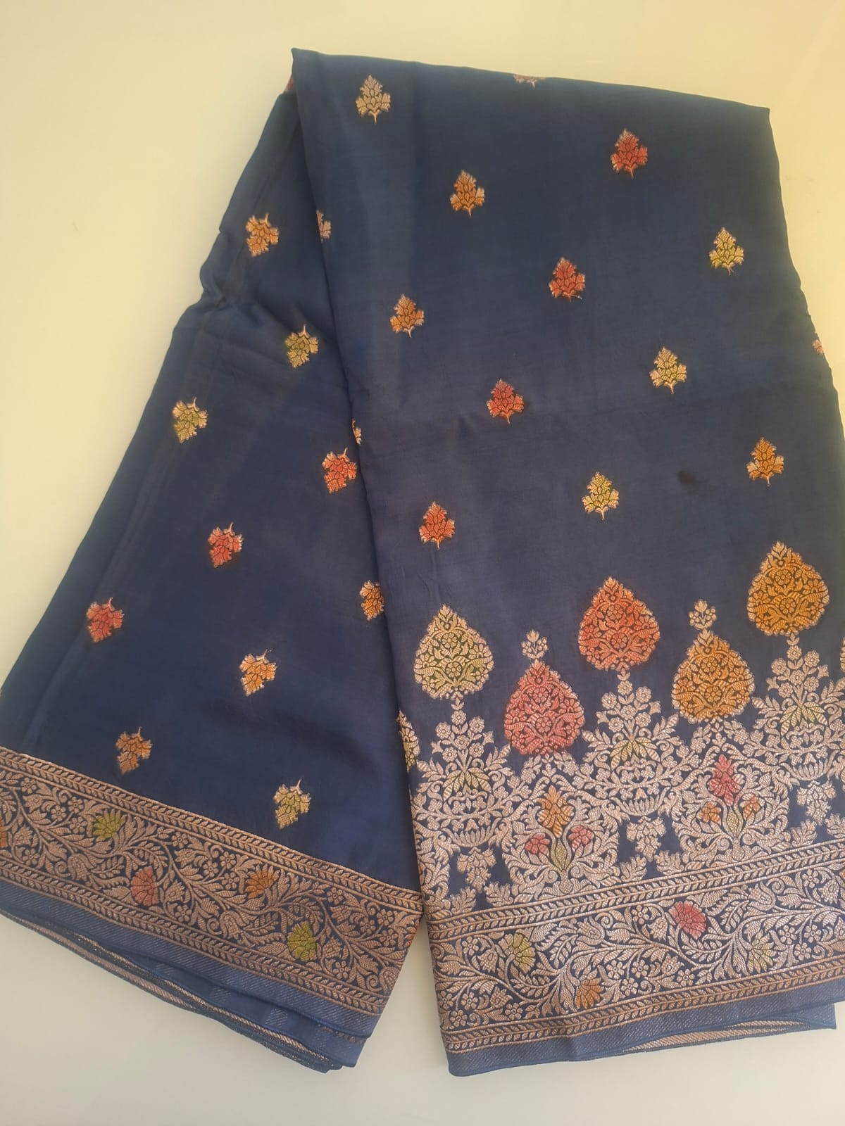 navy dark blue pashmina saree 101