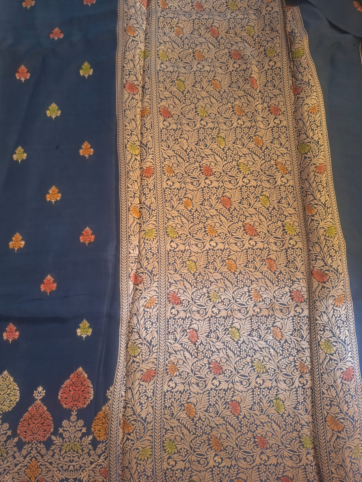 navy dark blue pashmina saree 101
