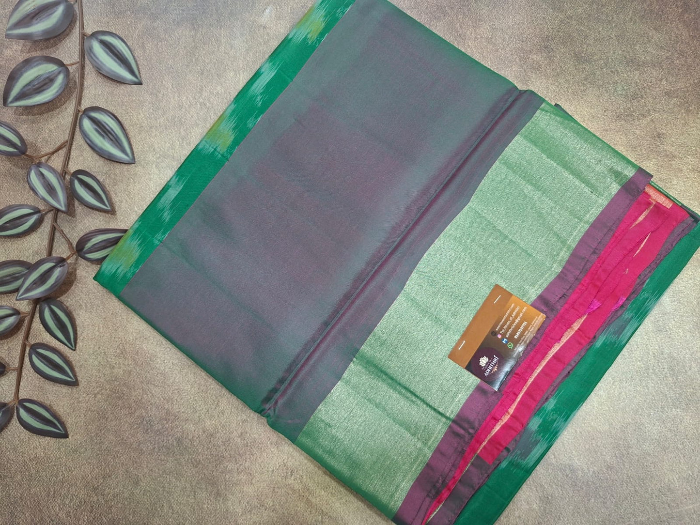 pochampalli ikat semi silk saree-green