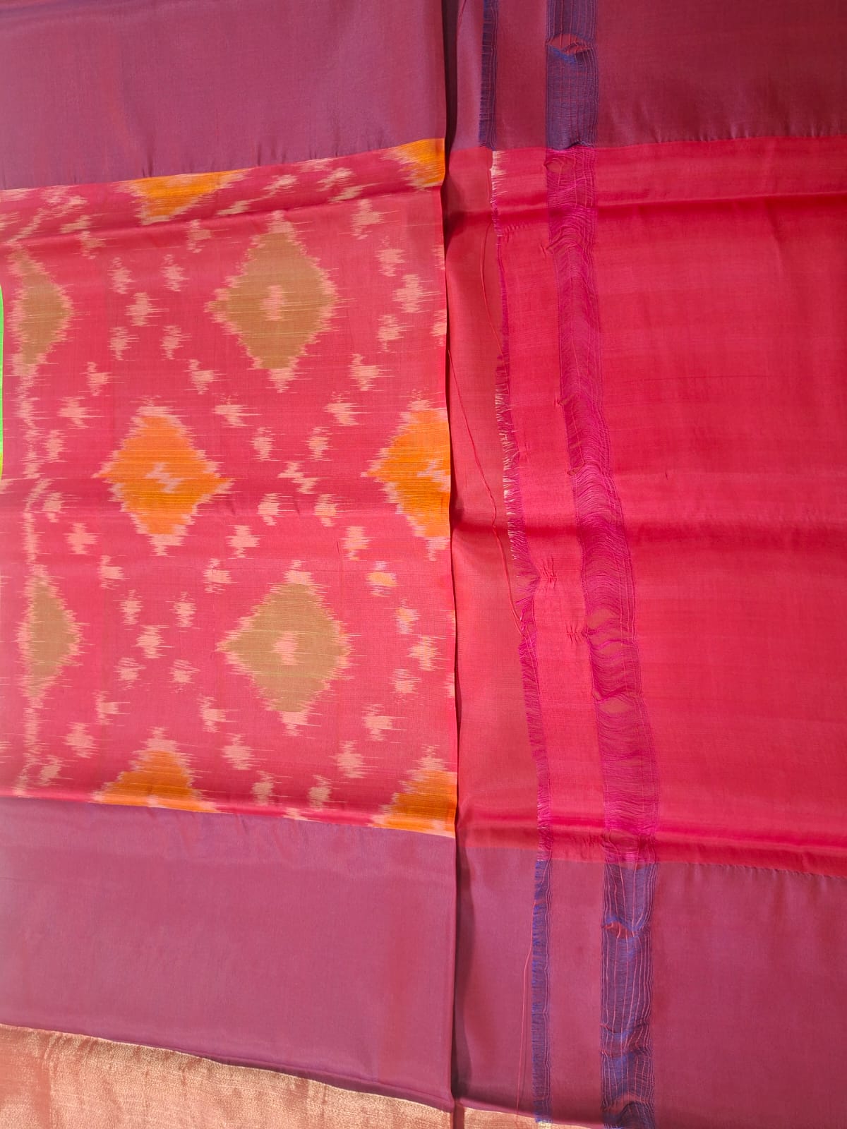 pochampalli ikat semi silk saree-green