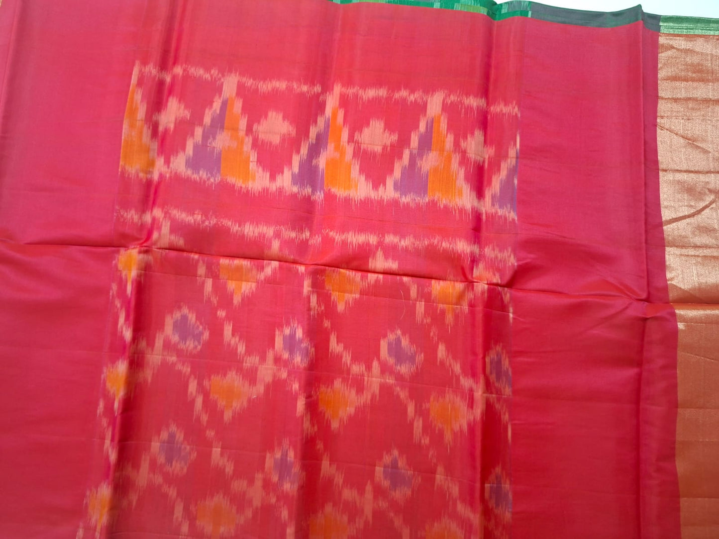 pochampalli ikat semi silk saree-green