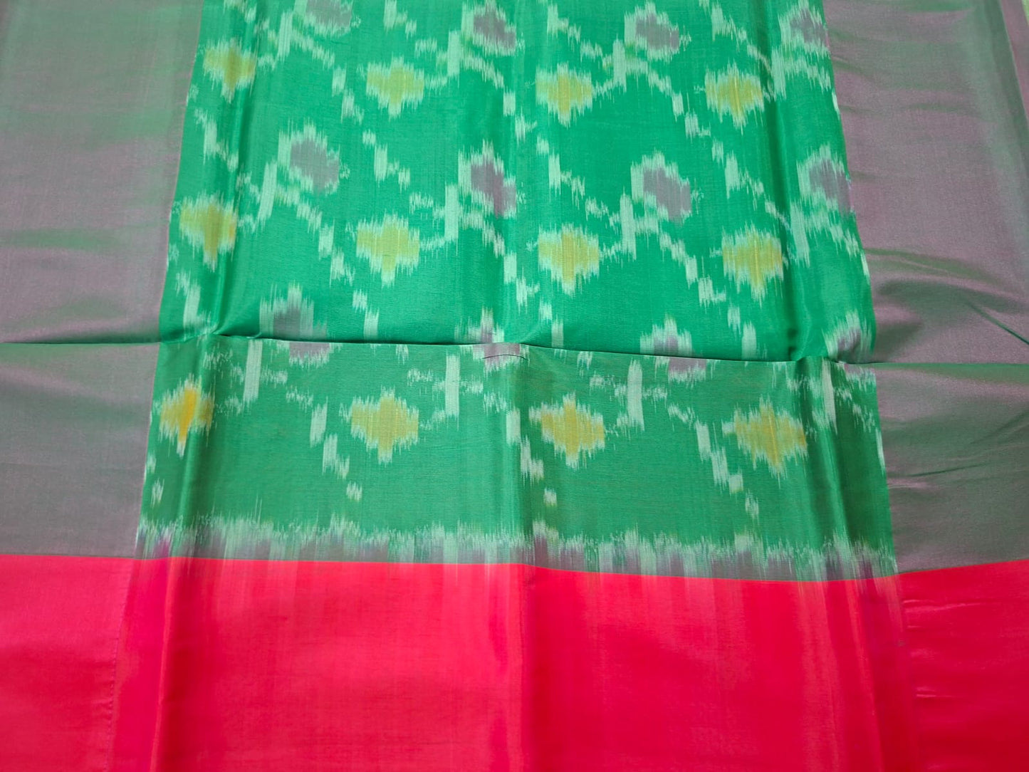 pochampalli ikat semi silk saree-green