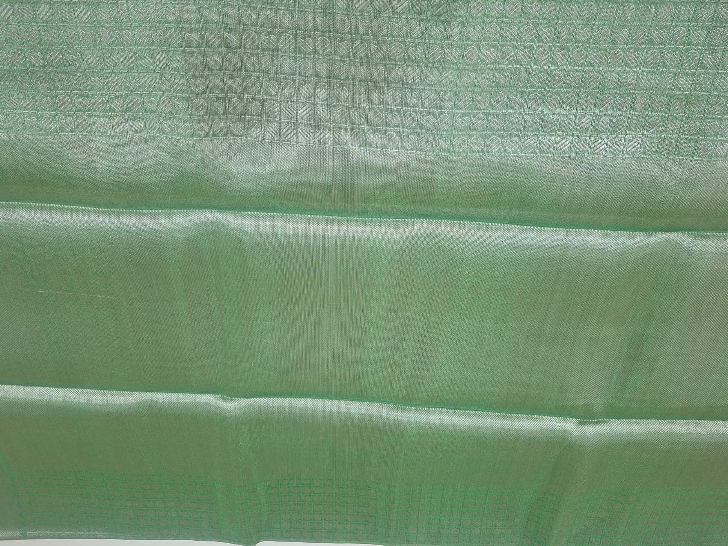 green tissue with brocade saree