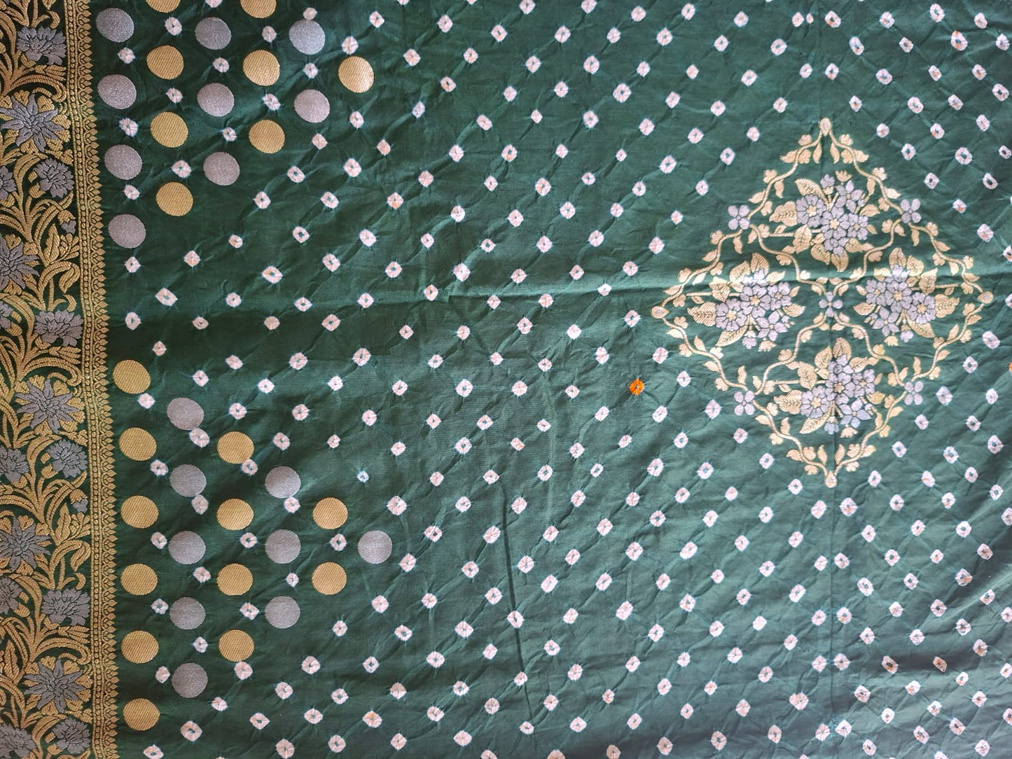 green  banarasi georgette bandhani saree