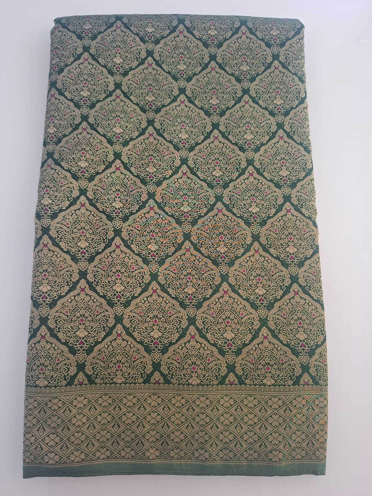 green banaras georgette crepe brocade sraee