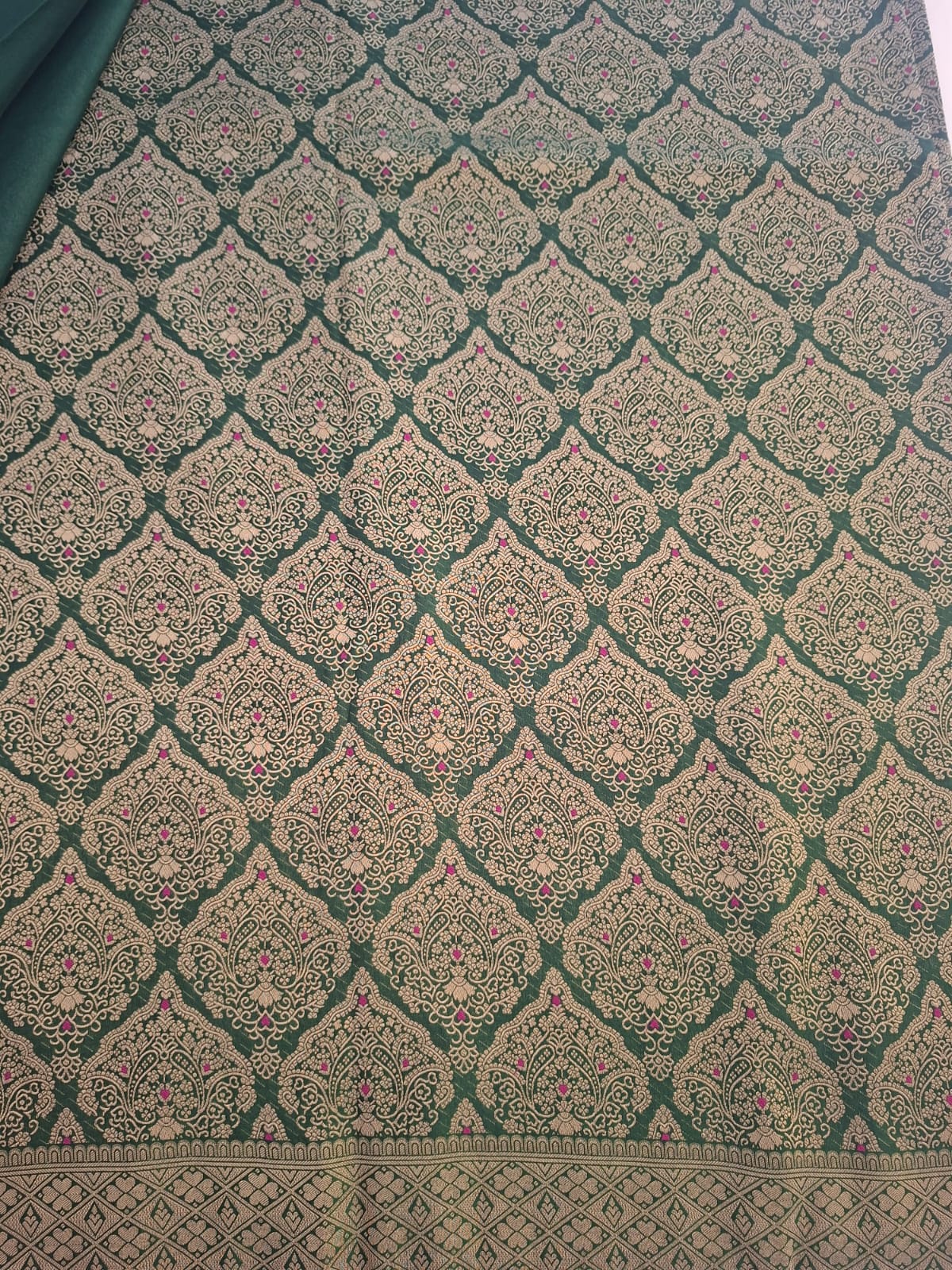 green banaras georgette crepe brocade sraee
