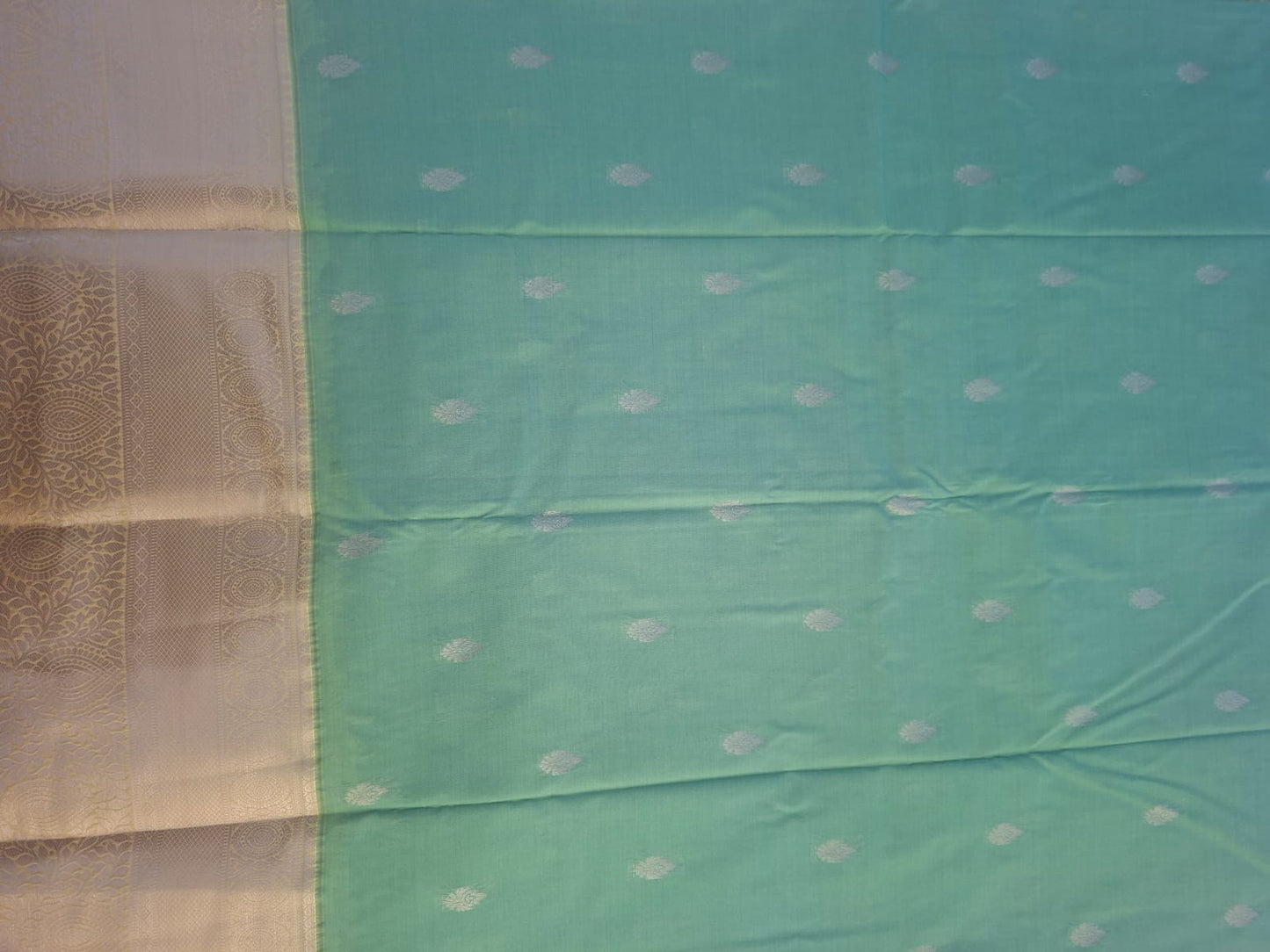 parrot semi kanchi with contrast border saree