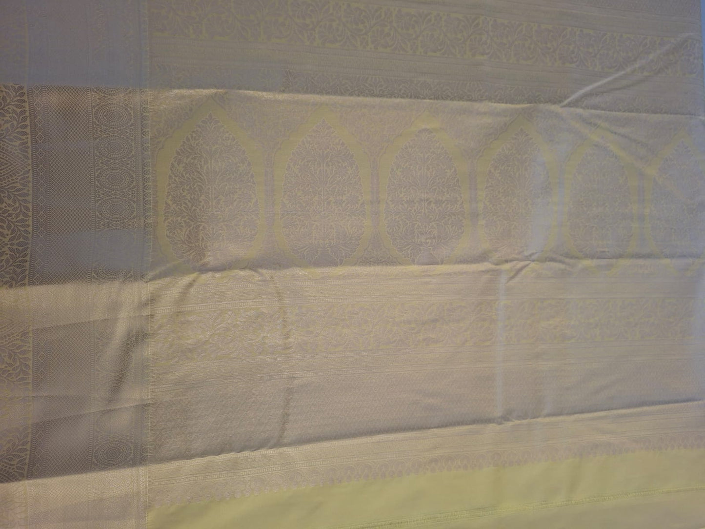 parrot semi kanchi with contrast border saree