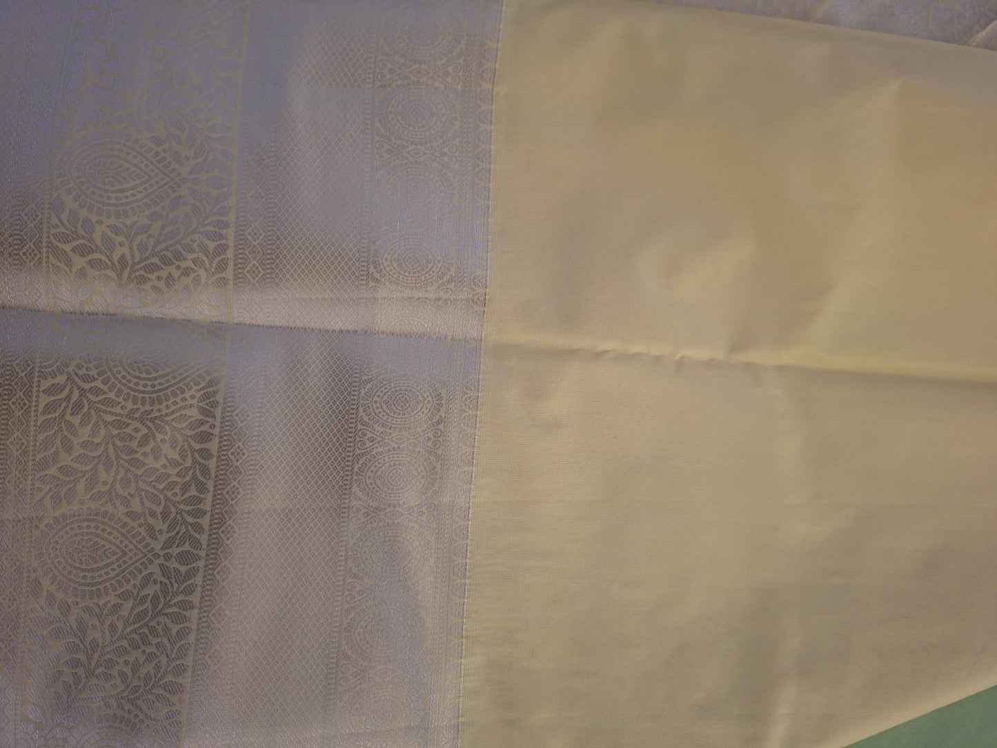 parrot semi kanchi with contrast border saree