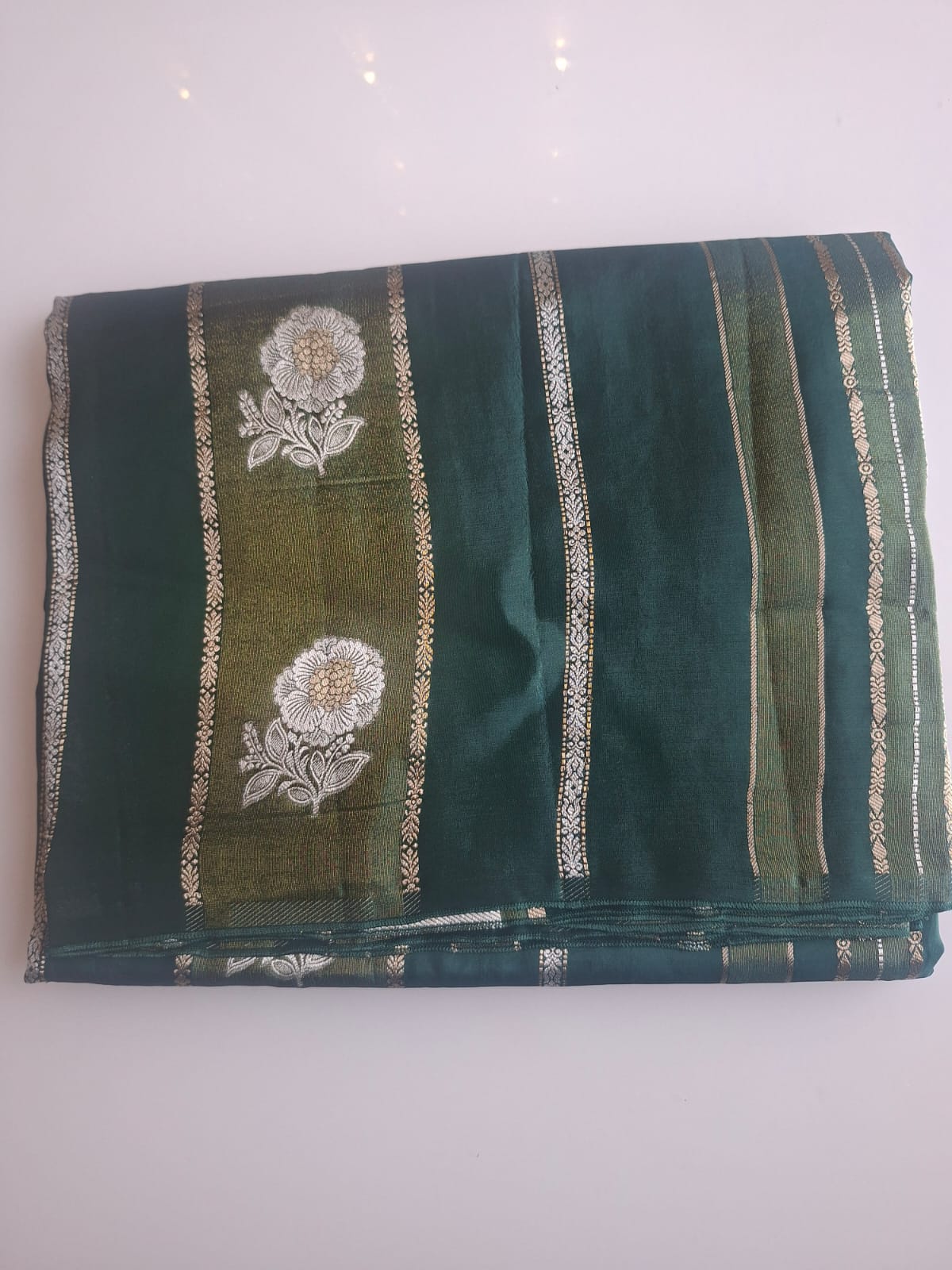 Green meena soft tissue stripes saree
