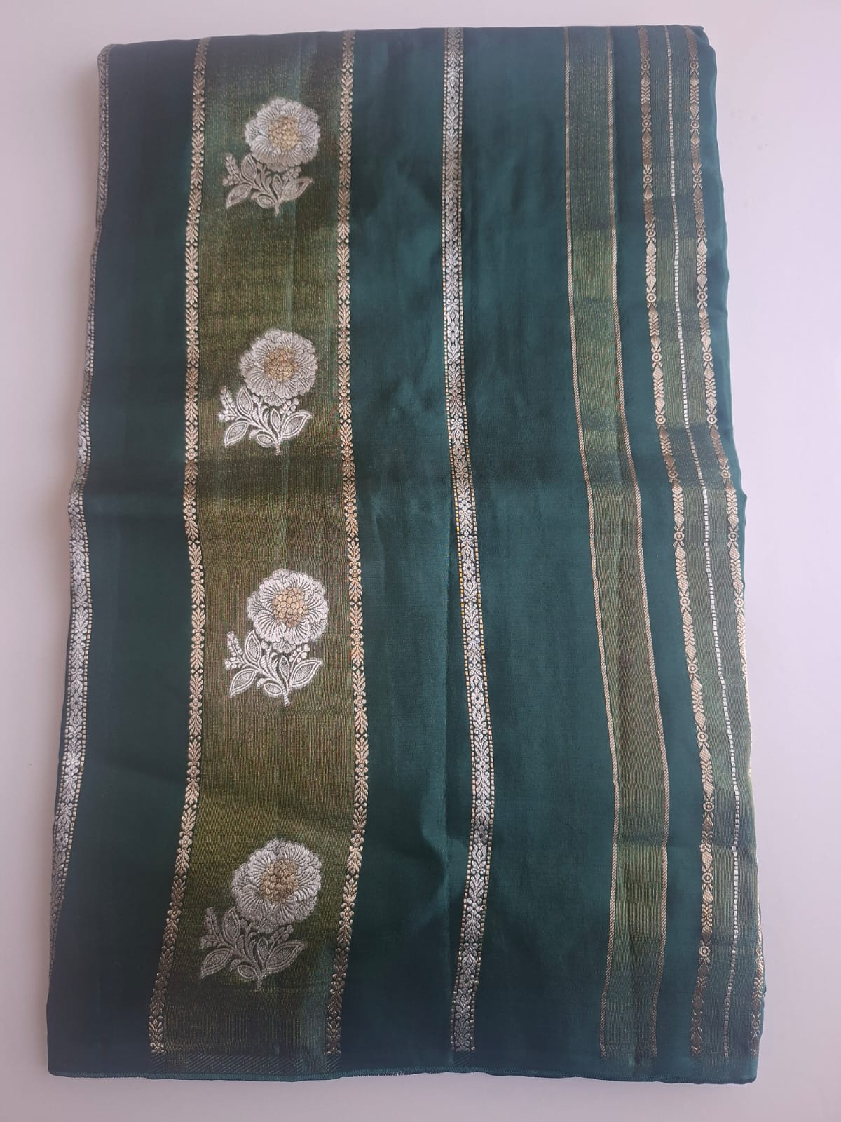 Green meena soft tissue stripes saree