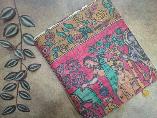 Colorful fabric with intricate patterns on a textured surface