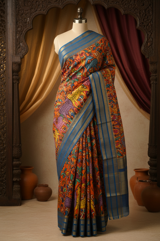 Kalamkari Draped on Mannequin