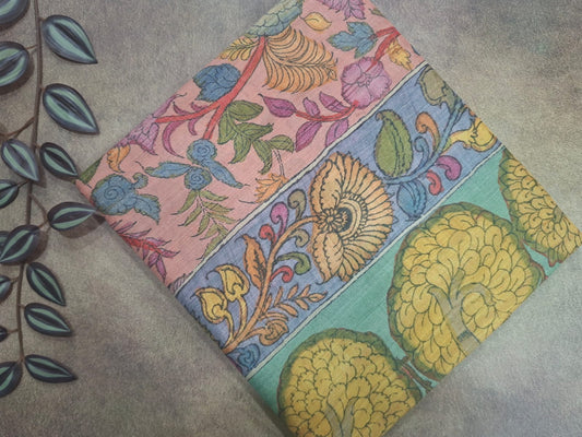 Colorful fabric with floral patterns on a textured surface