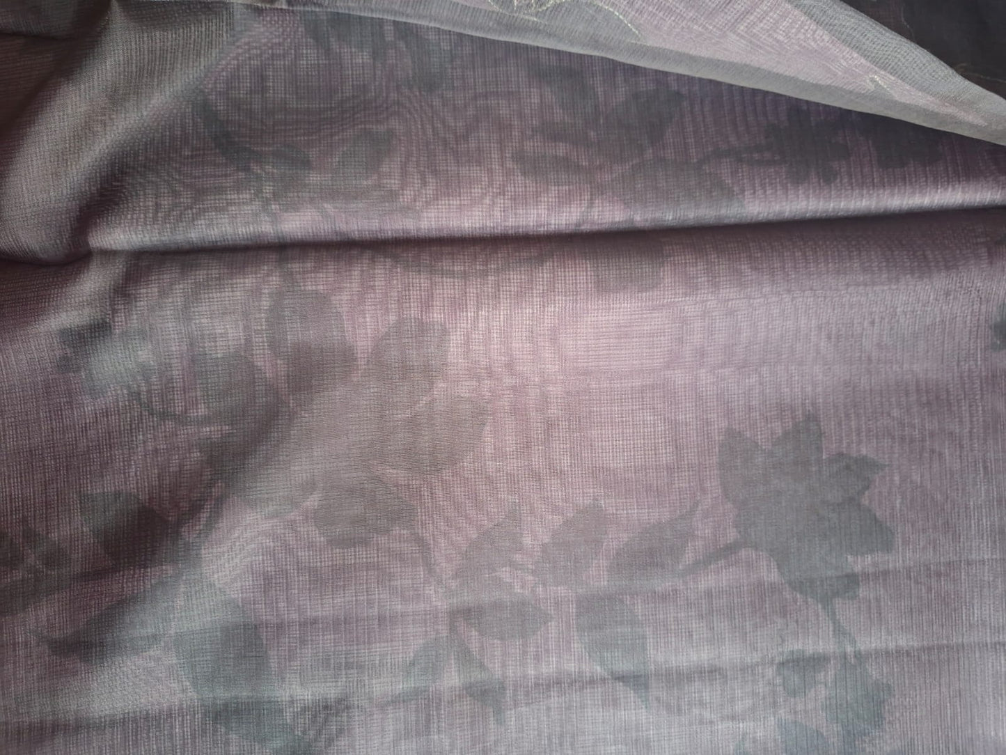 purple kota tissue aplic work saree