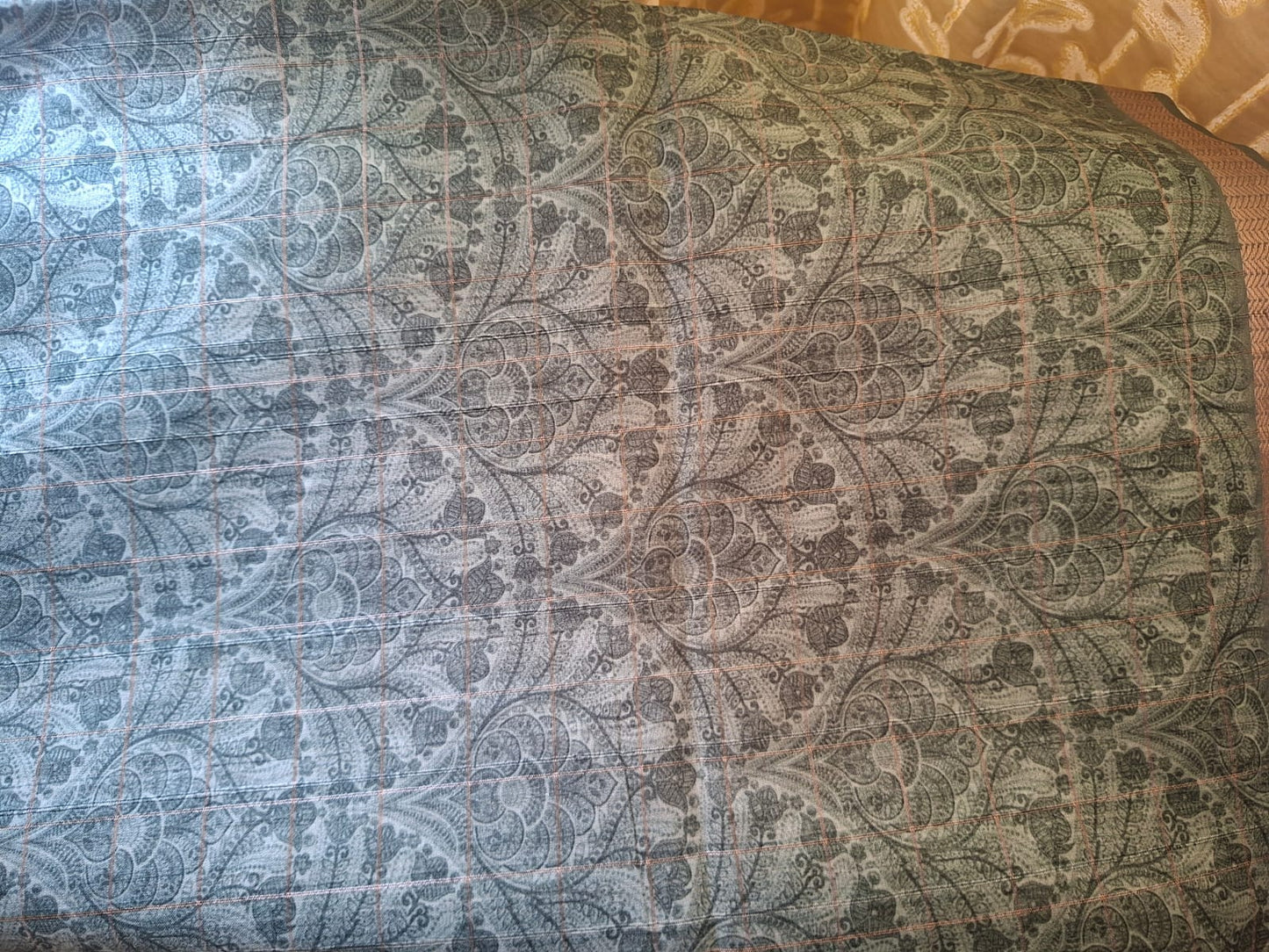 lavender and brown semi tussur big motif saree