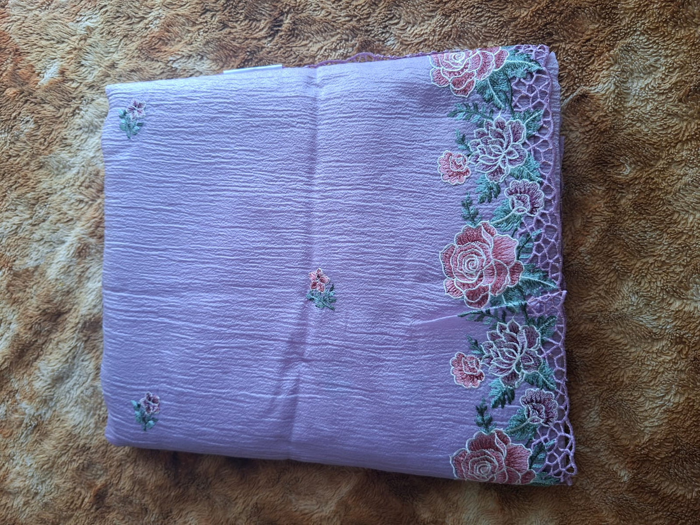 lavender crush semi silk cut work saree