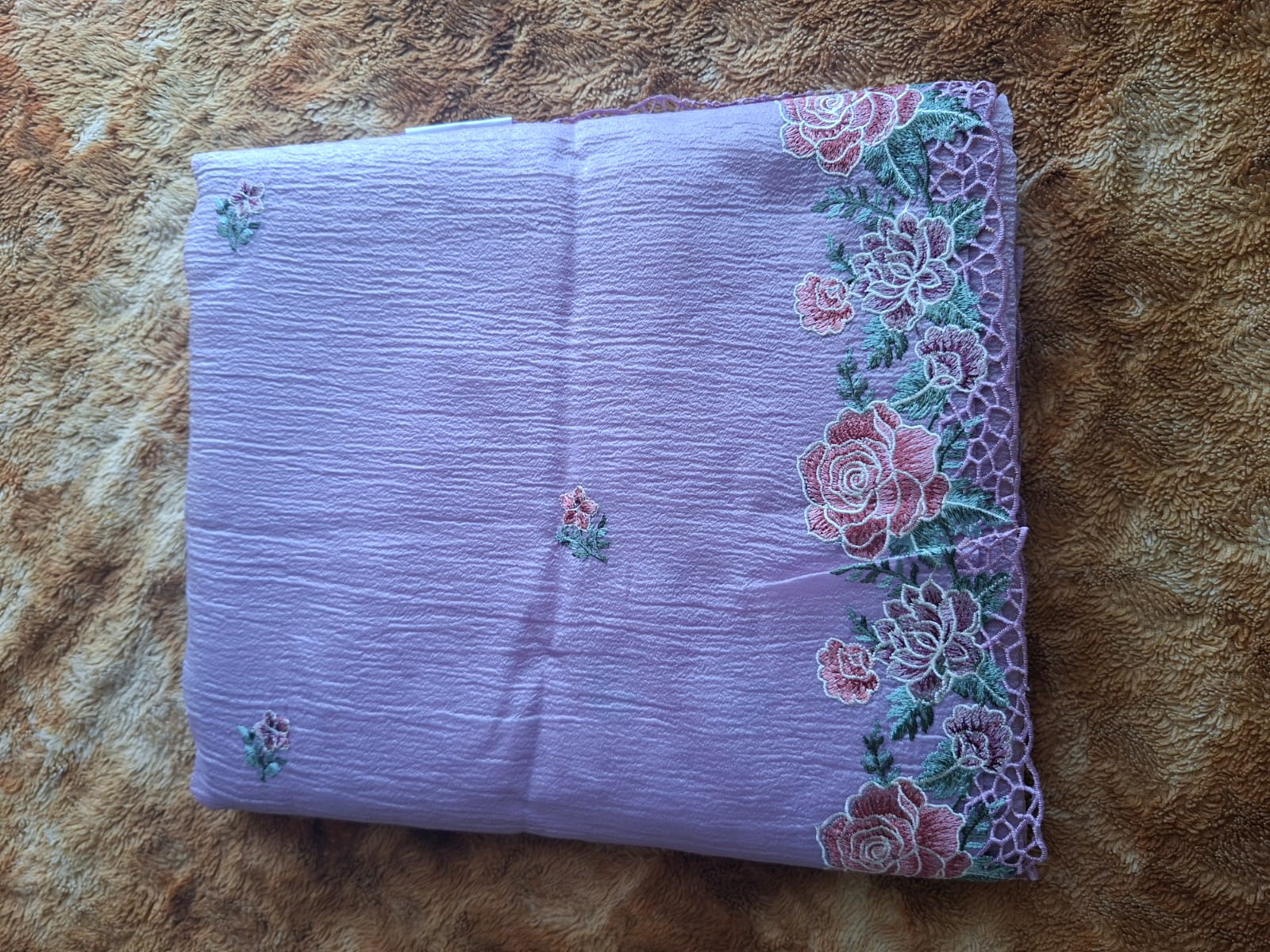 lavender crush semi silk cut work saree