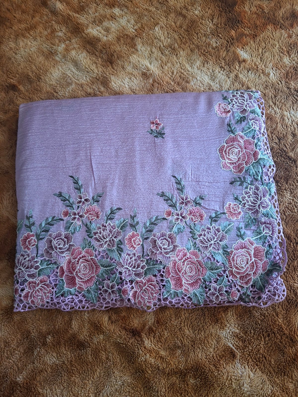 lavender crush semi silk cut work saree