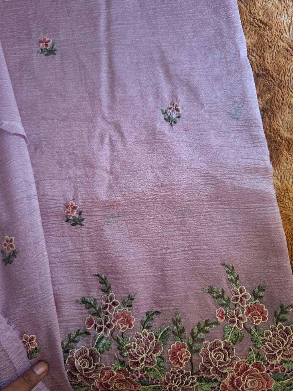 lavender crush semi silk cut work saree