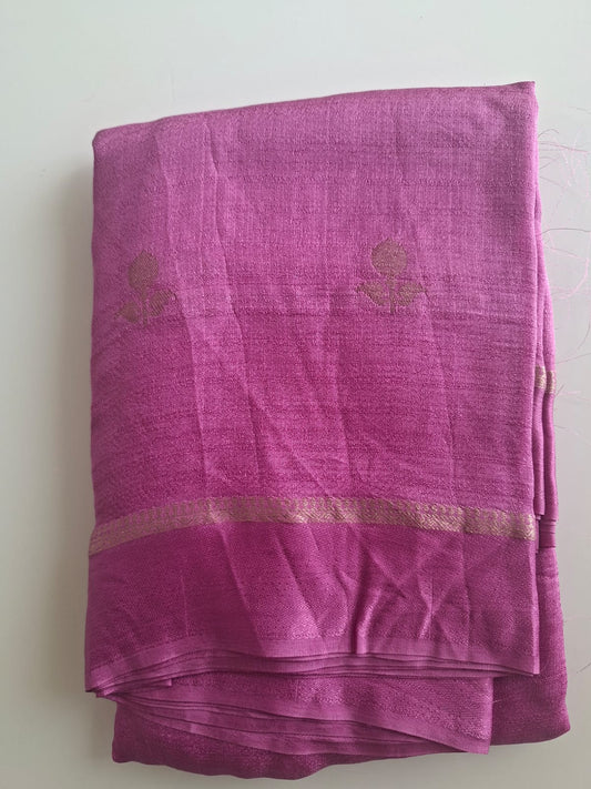 lavender viscose kaddi fabric with satin border saree