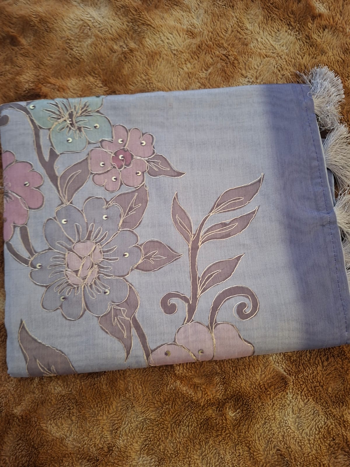 lavender semi tussur saree