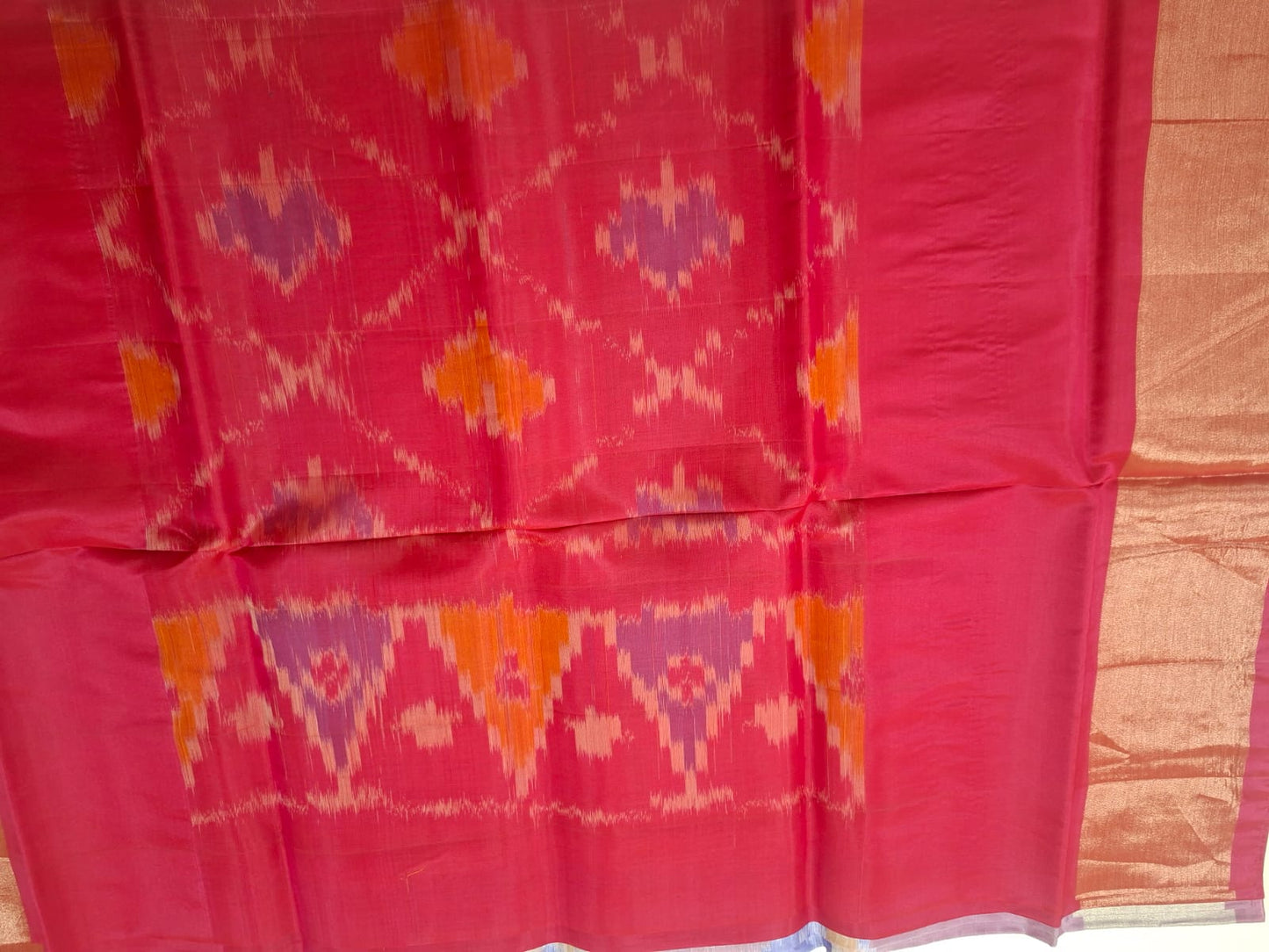 pochampalli ikat semi silk saree-lavender