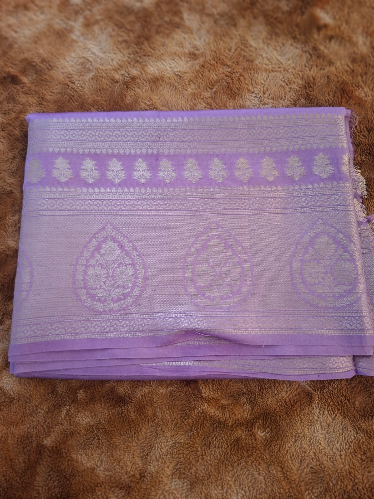 Lavender pure raw mango silk saree
