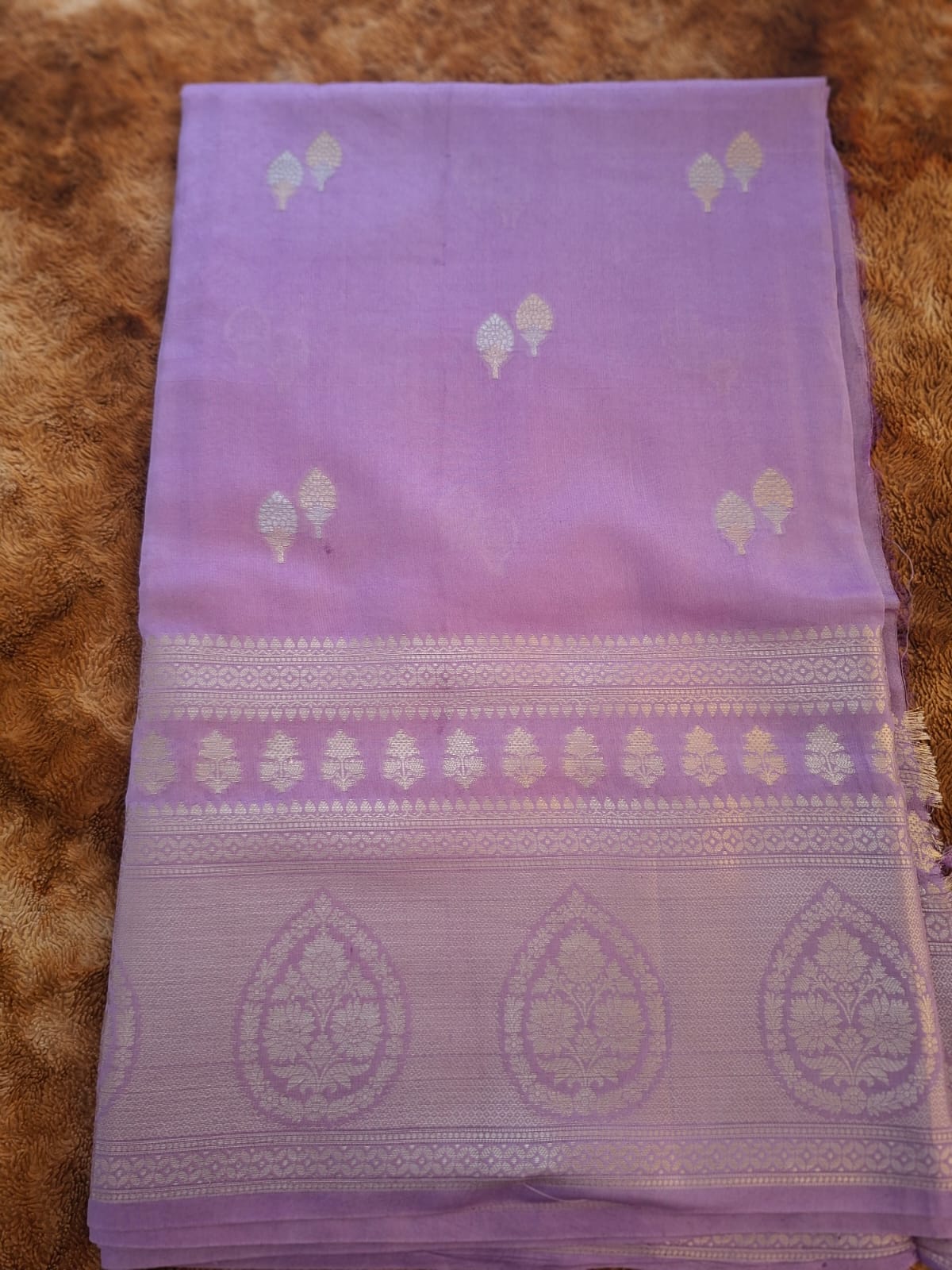 Lavender pure raw mango silk saree
