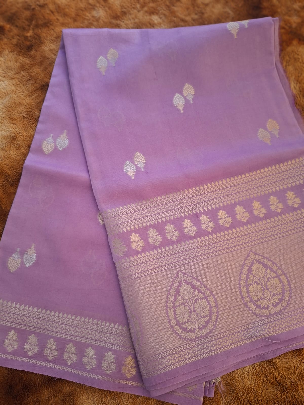 Lavender pure raw mango silk saree