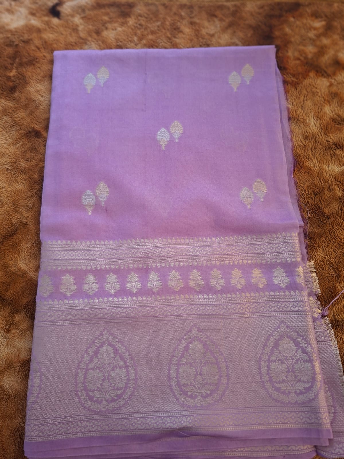 Lavender pure raw mango silk saree