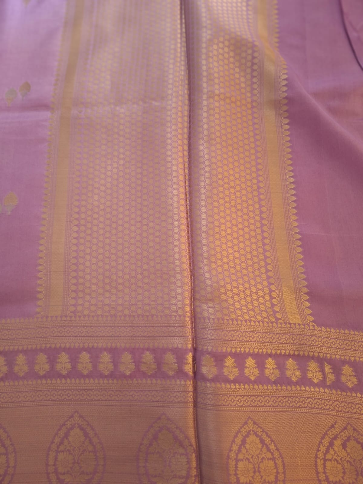 Lavender pure raw mango silk saree